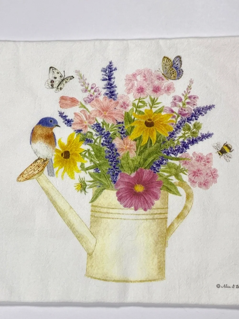 Alice's Cottage Cotton Flour Sack Kitchen Tea Towel Flower Bee Butterfly NEW